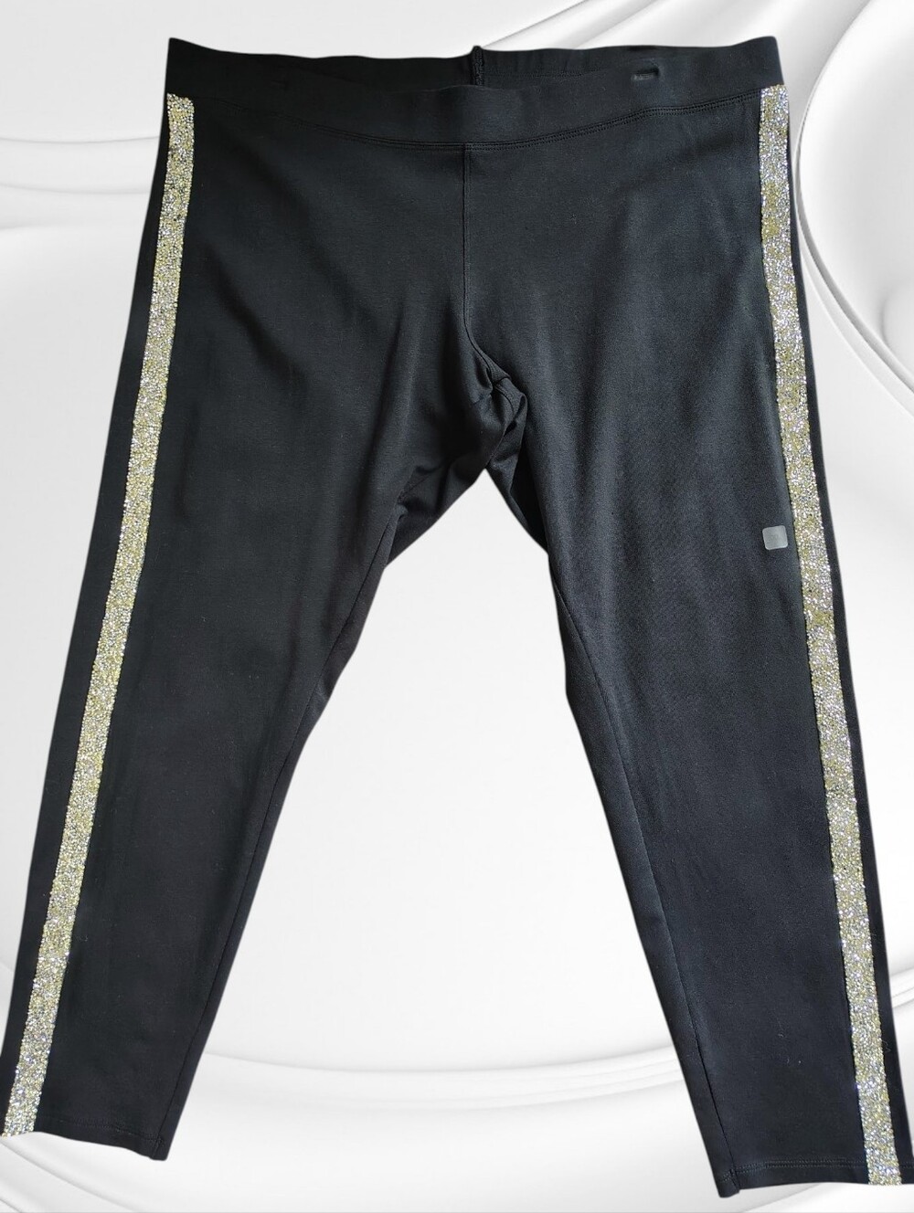 Express Black Cropped Leggings with Sparkle Side Stripe NWT